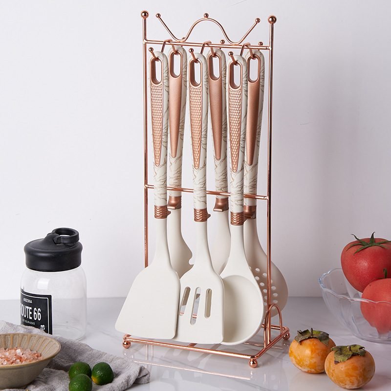 7-Piece Kitchen Utensil Set with Diamond-Pattern Handles