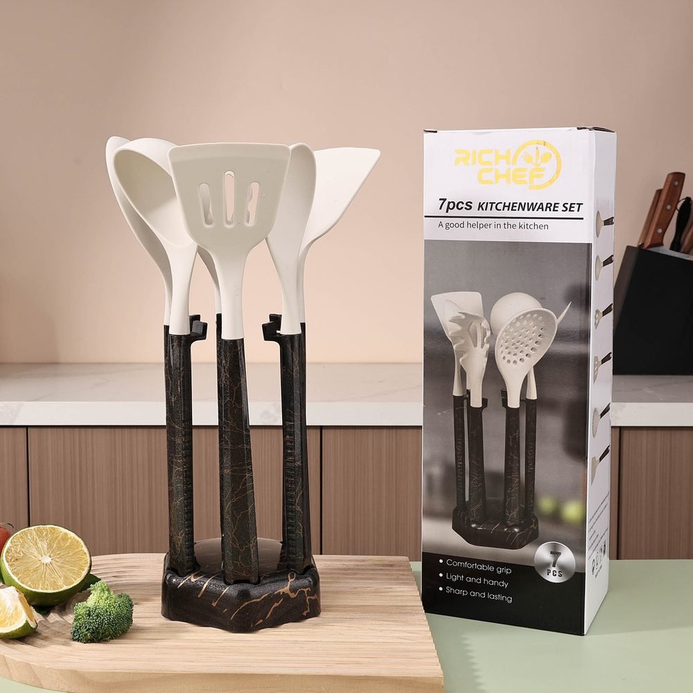 6-Piece Textured Silicone Kitchen Utensil Set - Insert Type